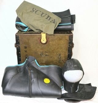 Vintage Sea Suits Wetsuit W/ Hood,  Booties & Bag In Very Good Cond.  $0 Ship