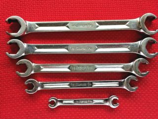 Vtg Snap - On 5 - Pc Sae Flare Nut Line Wrench Set Rxh - 605s 1/4 - 13/16 No Engraving