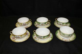 Set Of 6 Made In Occupied Japan Tea Cup Saucer Hand Painted Ardalt