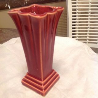 Vintage Mccoy Pottery 1940 - 1966 Burgundy Glaze Vase Signed