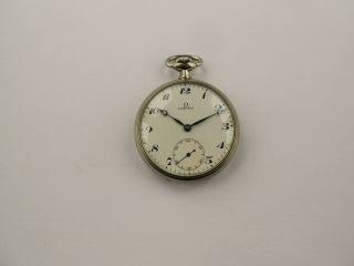 Antique Omega Pocket Watch Silver Plate Open Face Order 1920 