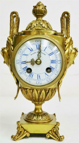 Stunning Antique French 8 Day Striking Embossed Bronze Urn Mantel Clock