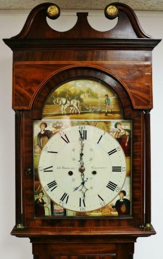 Antique C1810 Scottish Flame Mahogany 8 Day Striking Longcase Grandfather Clock