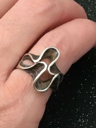 Vtg Modernist Sterling Silver 925 Handmade Ring