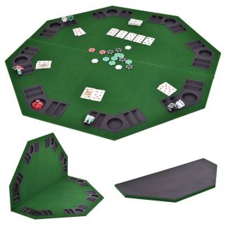 Cardinal 42 " Folding Poker Table Top Green Octagon 8 Player