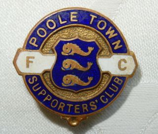 Vintage Poole Town Fc Supporters Club Enamel Football Pin Badge By Hw Miller
