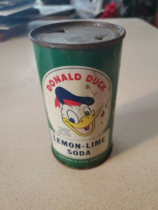 Vintage Donald Duck Flat Top Lemon Lime Soda Tin Can