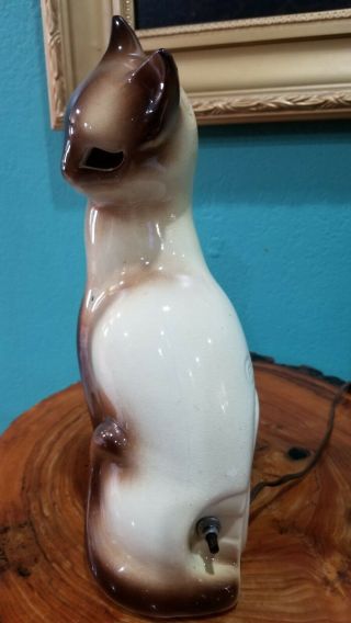 Vintage Mid Century Kron Ceramic Siamese Cat & Kitten Lamp 2