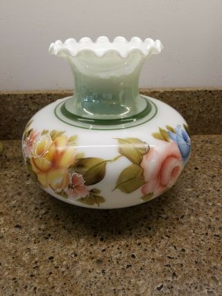 Large Vintage Hurricane Gone With The Wind Lamp Shade Floral Ruffle Top