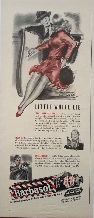 1941 Barbasol Shaving Cream E Simms Campbell Sexy Woman Bugler Vintage Print Ad