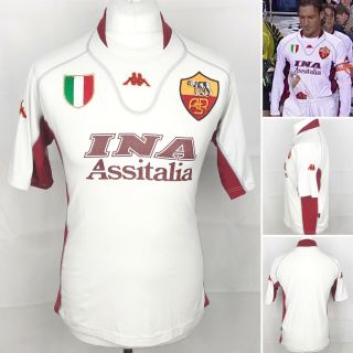 As Roma Away Football Shirt Size Large Vintage 2001/2002 Kappa Short Sleeve Top