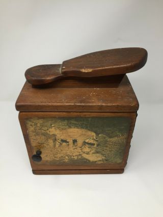 Brown Antique Shoe Shine Box With Door