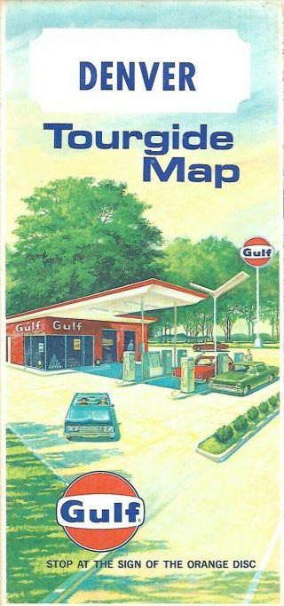 1970 Gulf Gas Station Road Map Denver Colorado Springs Pueblo Stapleton Airport