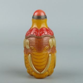 Chinese Exquisite Handmade Elephant Glass Snuff Bottle