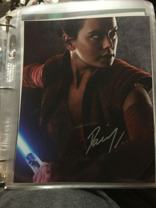 Daisy Ridley (rey) Autographed 8×10 Photo Star Wars Force Awakens Last Jedi 9