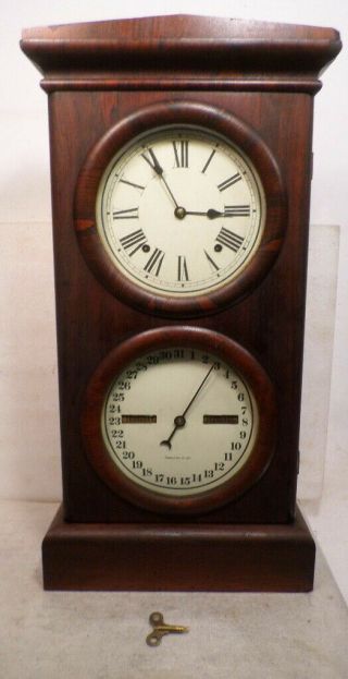 1875 Seth Thomas Double Dial Calendar Clock - - Month,  Day Of Week & Day Of Month