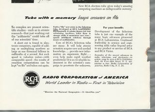 1950 RCA advertisement,  SELECTRON MEMORY TUBE,  early computer memory tube 3