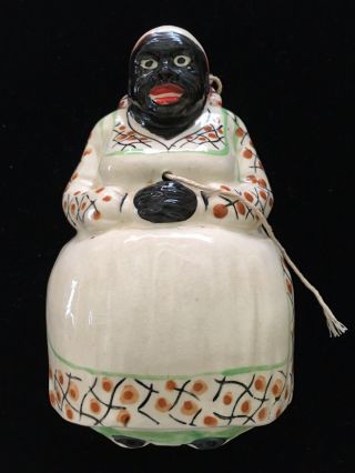 Antique Black Americana Mammy String Holder Ceramic Aunt Jemima Figure Exce