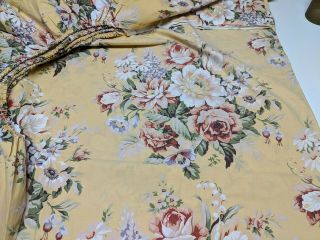 Ralph Lauren Sophie Brooke Queen Fitted Sheet Yellow Floral Roses Usa Vintage