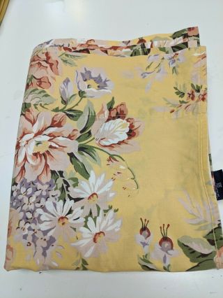 Ralph Lauren Sophie Brooke Queen Flat Sheet Yellow Floral Roses Made Usa Vintage