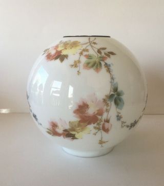 Vintage Gone With The Wind Round Hurricane Shade Globe W/hand Painted Flowers