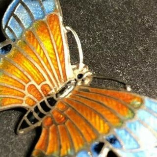 Vintage Silver Enamel Butterfly Brooch 2