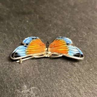 Vintage Silver Enamel Butterfly Brooch 3