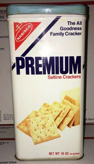 Vintage Nabisco Premium Saltine Crackers Tin Canister 1978