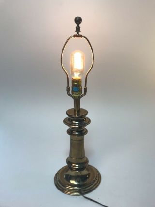 Vintage Solid Brass Hollywood Regency Stiffel Side End Table Lamp 24”