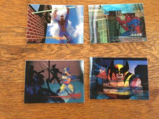 1996 Marvel Motion Lenticular Promo Set Of 4.  Wolverine And Spiderman.  Vhtf