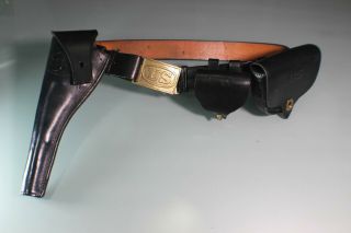 Us Indian Wars Reenactor Leather Belt Holster Cartridge Belt Cap Box.  10