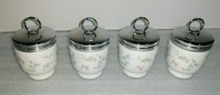 Vintage Set Of Four (4) Floral Egg Coddlers - Royal Worcester Porcelain