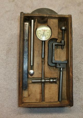 Vintage Starrett Number 196 Dial Test Indicator Set – In Wood Case