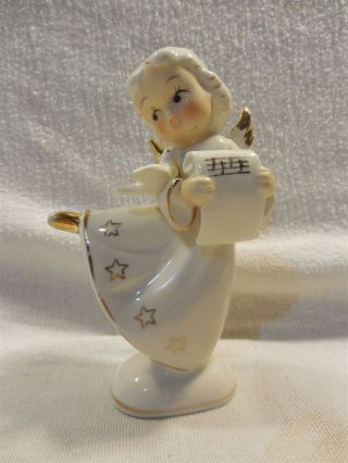 Vintage Japan Ceramic Christmas Singing Girl Angel With Bird Figurine 4 7/8 "