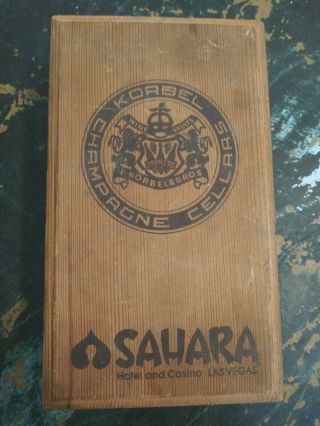 Sahara Hotel And Casino Las Vegas Vintage Wooden Box With Sahara And Korbel Logo