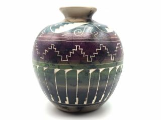 Native American Horsehair Pottery Handmade Navajo Indian Signed