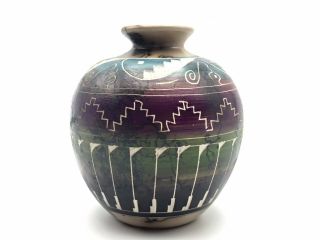 Native American Horsehair Pottery Handmade Navajo Indian Signed 2