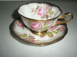 Vintage Royal Albert Bone China Rose Tea Cup And Saucer Set With Gold Trim