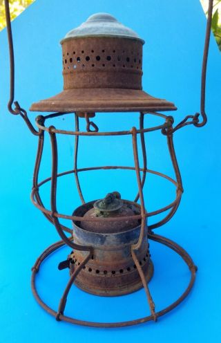 Railroad Lantern No.  39 Very Early Brass Cap C.  T.  Ham Circa 1900 Unmarked Globe