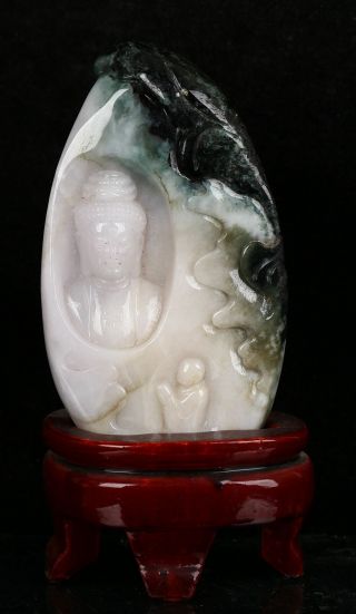 Cert ' d Untreated 3 Color Nature jadeite Jade Sculpture bodhisattva 菩萨 r023642 2