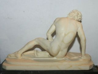 Sculptor A.  Santini Classic Figure Sculpture on Marble Base Italy GALLO MORENTE 2