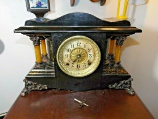 Antique 1800s Seth Thomas " Shasta " Adamantine Mantle Clock W/gong & Bell Chimes