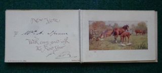 Antique Royal Christmas Card Signed By King Edward Vii To Anne Spencer Horses
