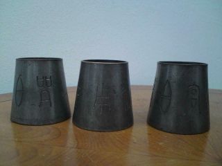 Vintage Set Of 3 Chinese Paktong Pewter Measuring Cups - Calligraphy Characters