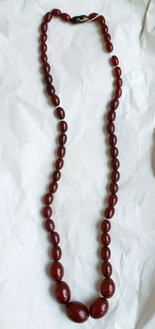Vtg Cherry Amber Bakelite Faturan Prayer Beads Necklace 59.  7 Grams