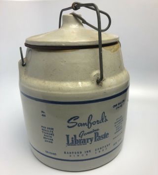 Vintage Advertising Crock Stoneware One Gallon Locking Lid Seal Sanfords 1