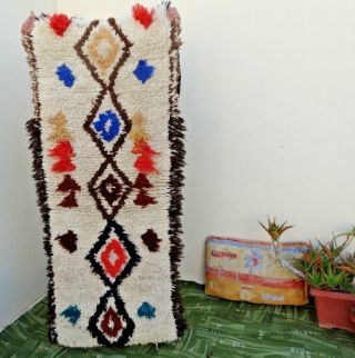 Beni Ourain Moroccan Handmade Rug Berber Azilal Runner Vintage Carpet 2 