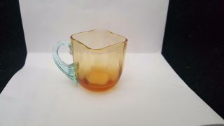 Antique Miniature Toy Childs Amber Glass Square Cup