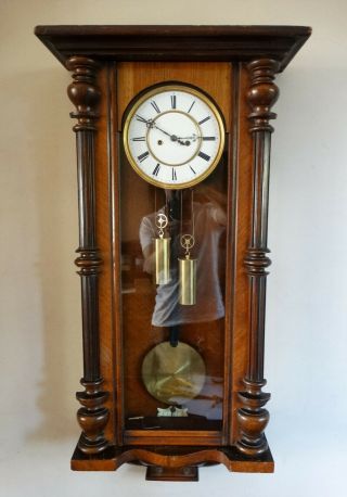 Antique Victorian Weight Driven Wall Clock Striking 8 Day Vienna Regulator