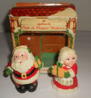 Hallmark Christmas Pixie Mr & Mrs Claus Salt & Pepper Shakers S&p Boxed